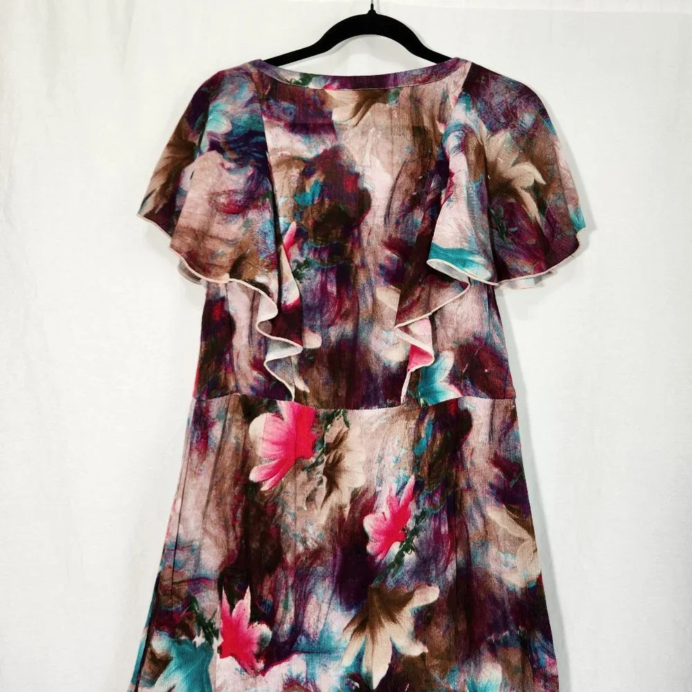 Tall Medium SOFT SURROUNDINGS Italian Dreams Tiered Dark Floral Maxi Dress. - Picture 4 of 16